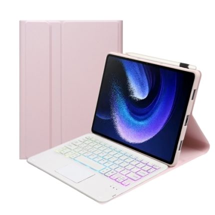 Για  Xiaomi Pad 6 / Pad 6 Pro A0N7-AS Lambskin Texture Ultra-thin Backlight Bluetooth Keyboard Leather Case with Touchpad (Pink)