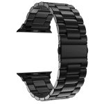 Fold Buckle 3 Beads Stainless Steel Watch Band For Apple Watch Ultra 49mm&Watch Ultra 2 49mm / Series 9&8&7 45mm / SE 3&SE 2&6&SE&5&4 44mm / 3&2&1 42mm(Black)
