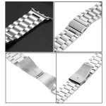 Fold Buckle 3 Beads Stainless Steel Watch Band For Apple Watch Ultra 49mm&Watch Ultra 2 49mm / Series 9&8&7 45mm / SE 3&SE 2&6&SE&5&4 44mm / 3&2&1 42mm(Silver) - Image 5