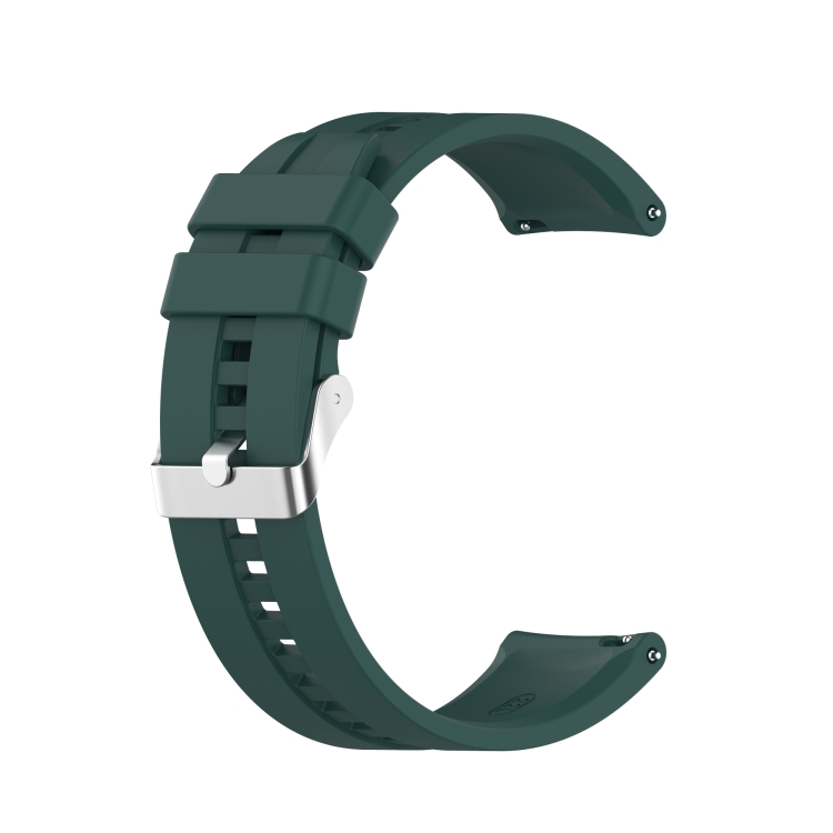 EDA001310101K For Amazfit GTR 2e / GTR 2 22mm Silicone Watch Band with Silver Buckle(Dark Green) - Image 1