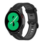 For Samsung Galaxy Watch4/Active2 20mm Two-color Stripe Silicone Watch Band(Black Dark Grey)