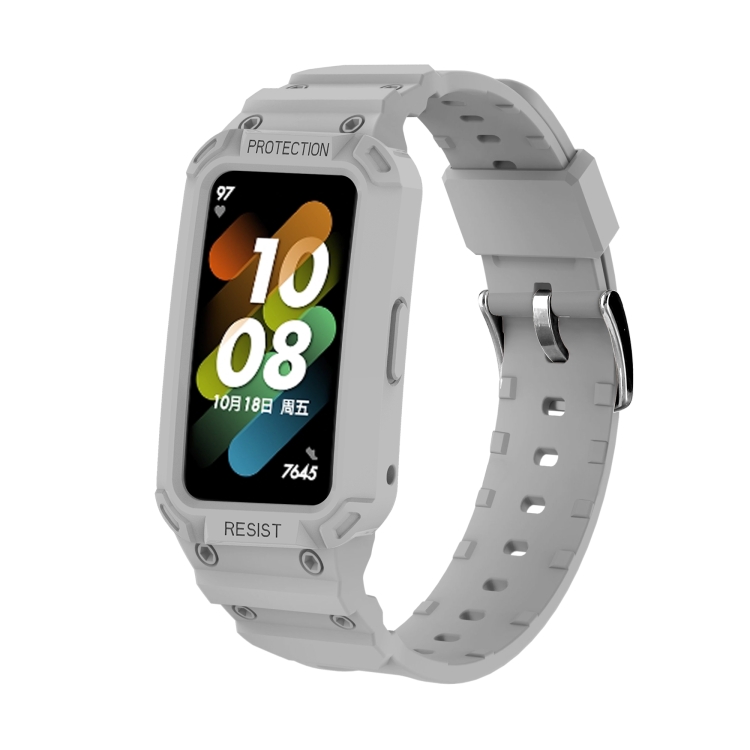 EDA003114202E For Huawei Band 7 / 6 / Honor Band 6 Integrated TPU Watch Band(Light Grey) - Image 1