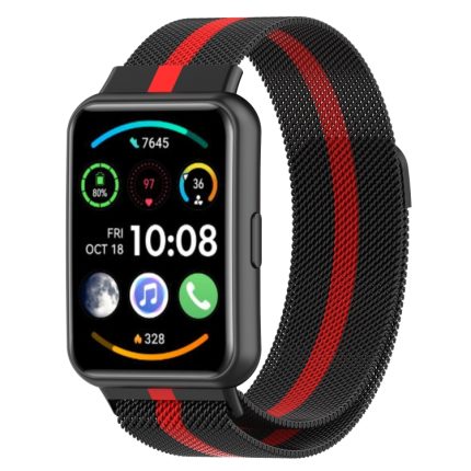 For Huawei Watch Fit 2 Milan Magnetic Stainless Steel Watch Band(Black Red)