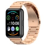 For Huawei Watch Fit 2 Three-bead Metal Stainless Steel Watch Band(Rose Gold)