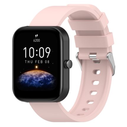 Για Amazfit Bip 3 λουράκι ρολογιού σιλικόνης τύπου Steps 20 mm (ανοιχτό ροζ)