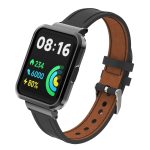 Για το Xiaomi Redmi Watch 2 Lite Γνήσια Δερμάτινη Μεταλλική θήκη Ενσωματωμένο λουράκι  ρολογιού (Μαύρη)