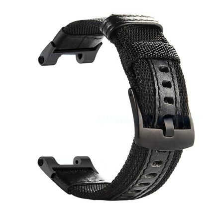 For Amazfit T-Rex / T-Rex Pro / Ares Leather Nylon Watch Band(Black)
