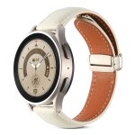 For Realme Watch 3/Amazfit GTR4/4 Pro Universal Folding Buckle Genuine Leather Watch Band(Beige White)