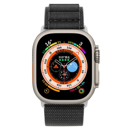 Nylon Loop Watch Band For Apple Watch Ultra 49mm&Watch Ultra 2 49mm / Series 9&8&7 45mm / SE 3&SE 2&6&SE&5&4 44mm / 3&2&1 42mm(Black)