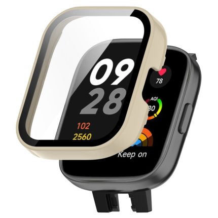For Xiaomi Redmi Watch 3 PC + Tempered Film Integrated Watch Protective Case(Ivory White)