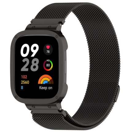For Xiaomi Redmi Watch 3 / Mi Watch Lite 3 2 in 1 Milan Metal Watch Band with Watch Frame(Black)