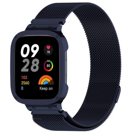 For Xiaomi Redmi Watch 3 / Mi Watch Lite 3 2 in 1 Milan Metal Watch Band with Watch Frame(Ink Blue)