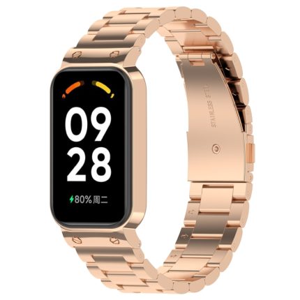 For Redmi Band 2 Three-bead Steel Watch Band(Rose Gold)