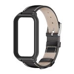 For Redmi Band 2 Mijobs Metal Shell Genuine Leather Watch Band(Black) - Image 2