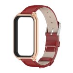 For Redmi Band 2 Mijobs Metal Shell Genuine Leather Watch Band(Red Rose Gold) - Image 2