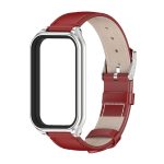 For Redmi Band 2 Mijobs Metal Shell Genuine Leather Watch Band(Red Silver) - Image 2
