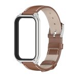 For Redmi Band 2 Mijobs Metal Shell Genuine Leather Watch Band(Brown Silver) - Image 2