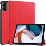Για Xiaomi Redmi Pad SE Custer Pure Color Δερμάτινη θήκη για tablet (Κόκκινο) Pure Color 3-πτυχής θήκη