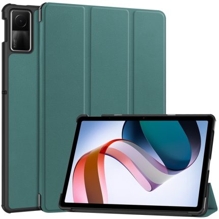Για Xiaomi Redmi Pad SE Custer Pure Color 3-πτυχής δερμάτινη θήκη tablet (σκούρο πράσινο)