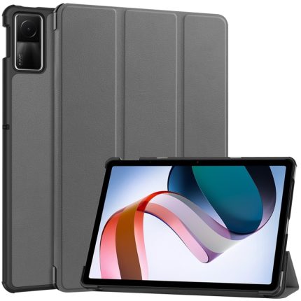 Για Xiaomi Redmi Pad SE Custer Pure Color 3-πτυχής δερμάτινη θήκη για tablet (Γκρι)