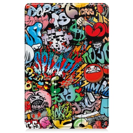 For Xiaomi Redmi Pad SE Custer Painted 3-Fold Holder Smart Leather Tablet Case(Graffiti)