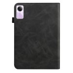 For Xiaomi Redmi Pad SE Solid Color Stripe Embossed Leather Tablet Case(Black) - Image 4