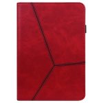 For Xiaomi Redmi Pad SE Solid Color Stripe Embossed Leather Tablet Case(Red) - Image 4
