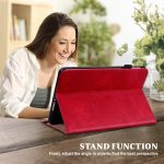 For Xiaomi Redmi Pad SE Solid Color Stripe Embossed Leather Tablet Case(Red) - Image 3