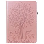 For Xiaomi Redmi Pad SE Tree & Deer Embossed Leather Tablet Case(Pink)