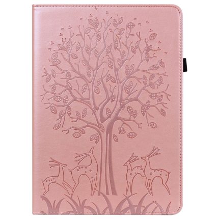 For Xiaomi Redmi Pad SE Tree & Deer Embossed Leather Tablet Case(Pink)