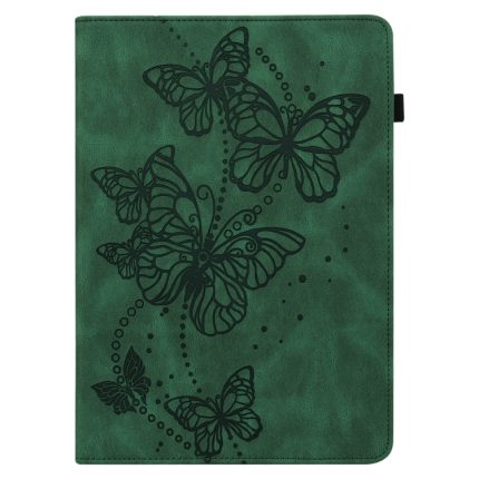 For Xiaomi Redmi Pad SE Embossed Butterfly Pattern Horizontal Flip Leather Tablet Case(Green)