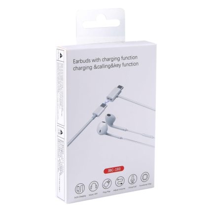 JBC-193 USB-C / Type-C Wired Control Earphone with USB-C / Type-C Interface Adapter, Support Charging / Calling