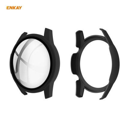 For Huawei Watch GT 2 46mm ENKAY Hat-Prince ENK-AC8202 Full Coverage PC Frosted Case + 9H Tempered Glass Protector(Black)