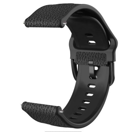 For Huawei Watch GT Runner / Watch GT 3 46mm TPU +Lychee Pattern Leather Watch Band(Black)