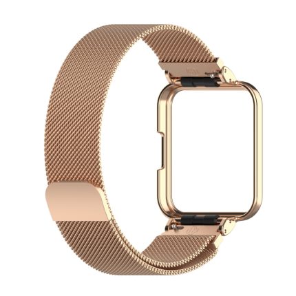For Xiaomi Redmi Watch 2 Lite 2 in 1 Milano Metal Watch Band with Watch Frame(Rose Gold)