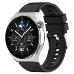 Για Huawei Watch 3 / Watch3 Pro  22mm με λουράκι σιλικόνης ασημί πόρπη (μαύρο)