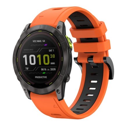 For Garmin Enduro 2 26mm Two-Color Sports Silicone Watch Band(Orange+Black)