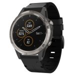 For Garmin Fenix 5 22mm Leather Steel Buckle Watch Band(Black)