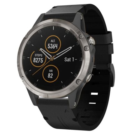 For Garmin Fenix 5 22mm Leather Steel Buckle Watch Band(Black)
