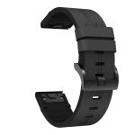 For Garmin Fenix 5 22mm Leather Steel Buckle Watch Band(Black) - Image 2