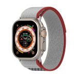 Διπλό έγχρωμο Nylon Hook and Loop Fastener Band Watch For Apple Watch Ultra 49mm (Κόκκινο+Λευκό)