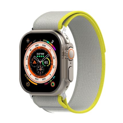 Διπλό έγχρωμο Nylon Hook and Loop Fastener Band Watch for Apple Watch Ultra 49mm (Κίτρινο+Μπεζ)