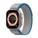 Διπλό έγχρωμο Nylon Hook and Loop Fastener Band Watch For Apple Watch Ultra 49mm (Μπλε+Γκρι)