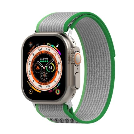 Διπλό έγχρωμο Nylon Hook and Loop Fastener Band Watch For Apple Watch Ultra 49mm (Πράσινο+Σκούρο Πράσινο)