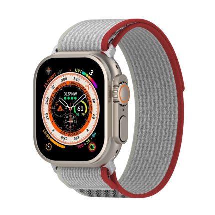 Διπλό έγχρωμο Nylon Hook and Loop Fastener Band Watch For Apple Watch Series 9&8&7 41mm / SE 3&SE 2&6&SE&5&4 40mm / 3&2&1 38mm(Red+White)