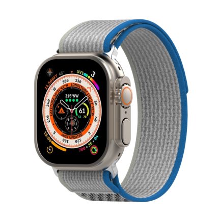Διπλό έγχρωμο Nylon Hook and Loop Fastener Band Watch For Apple Watch Series 9&8&7 41mm / SE 3&SE 2&6&SE&5&4 40mm / 3&2&1 38mm(Blue+Grey)