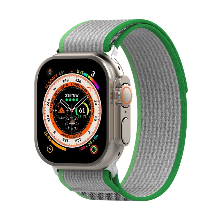 SYA002087903F Διπλό έγχρωμο Nylon Hook and Loop Fastener Band Watch for Apple Watch Series 9&8&7 41mm / SE 3&SE 2&6&SE&5&4 40mm / 3&2&1 38mm (Green+Dark - Image 1
