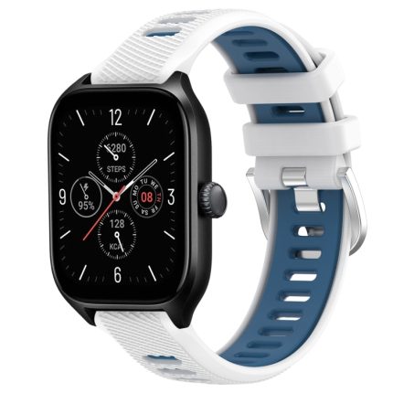 Για Amazfit GTS 4 22mm Cross Texture λουράκι  με πόρπη από σιλικόνη δύο χρωμάτων (Λευκό+Μπλε)
