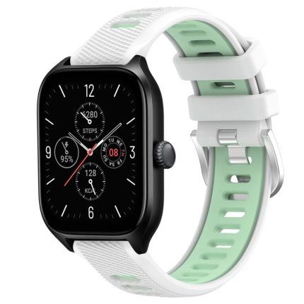 Για Amazfit GTS 4 22mm Cross Texture λουράκι  ρολογιού με πόρπη από σιλικόνης σιλικόνης δύο χρωμάτων (λευκό + γαλαζοκίτρινο)