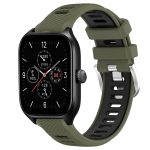 Για Amazfit GTS 4 22mm Cross Texture λουράκι  ρολογιού με πόρπη από σιλικόνη δύο χρωμάτων (Army Green+Black)
